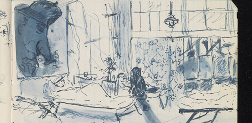 Hospital War, a sketch from one of Siegfried Sassoon’s journals. 1916. ©University of Cambridge Digital Library