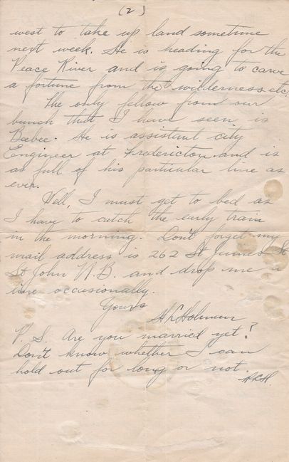 Letter from Holman (Canadian Army) (2)
