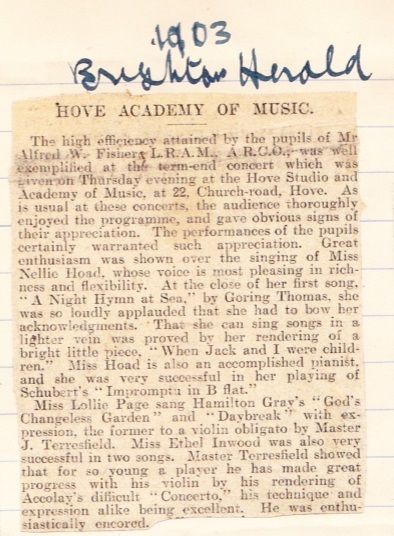 1903 Hove Academy of Music