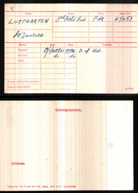 Medal card