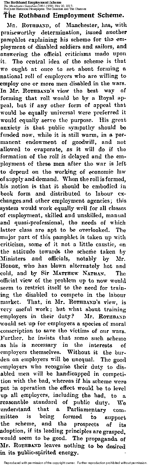 Manchester Guardian 20th November 1917 