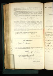 Father's naturalisation papers - both of Raphael's parents were born in Aleppo, Syria