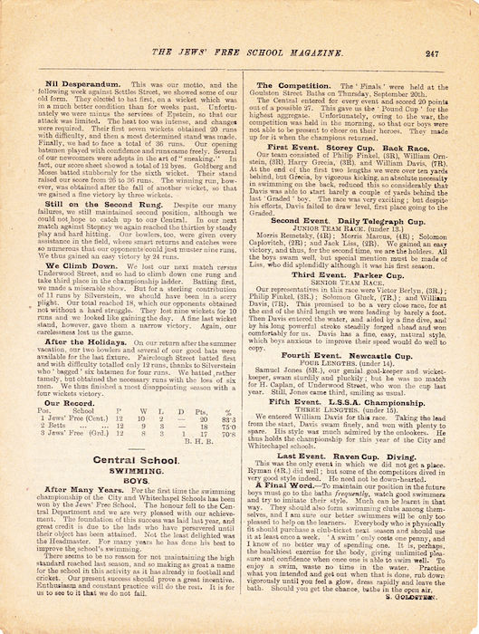 The Jews Free School Magazine, December 1917.  Vol 3 Nº 24. Reproduced by kind permission of the Trustees of JFS,  © 2017