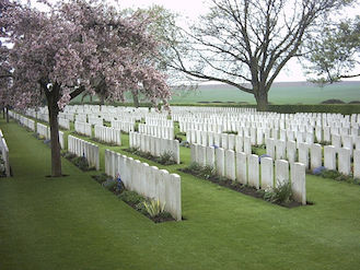 Burial place of Private Julius Illfeld at Warlencourt British Cemetary VIII. C. 50.