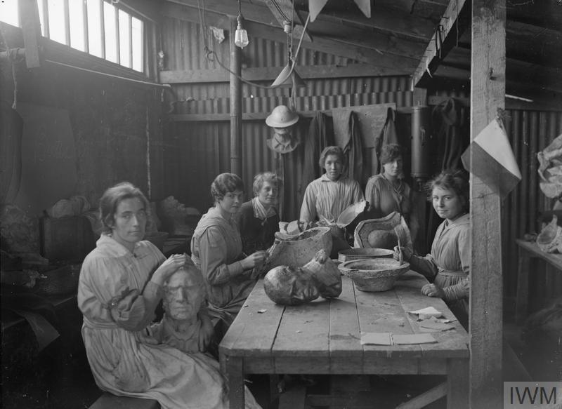Snipers Heads being manufactured in papier-mâché for use in locating enemy snipers. © IWM (Q 17778)
