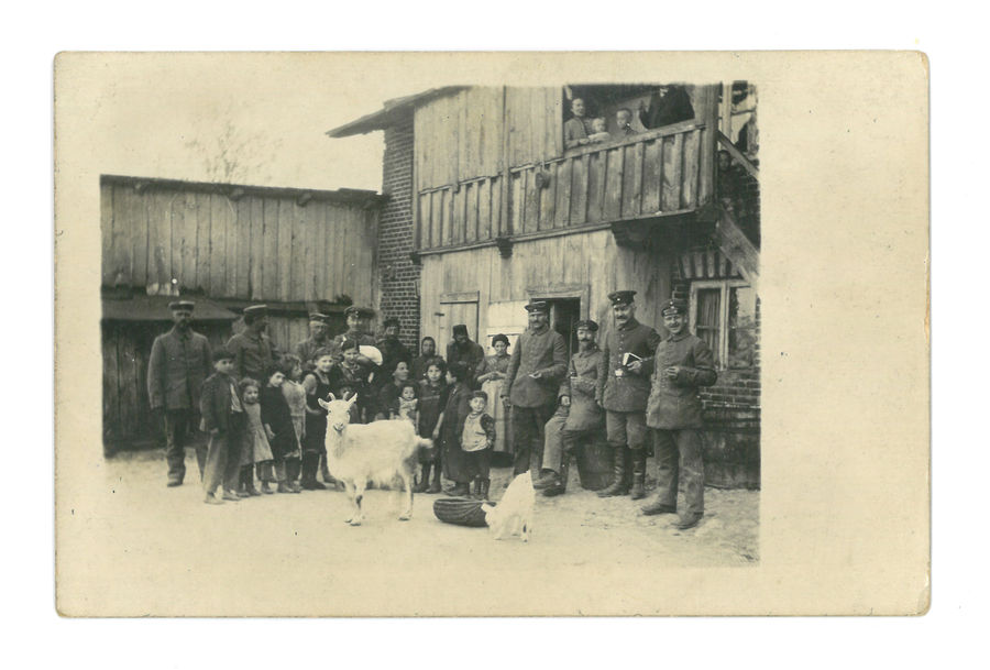 Officers, soliders and families (with goat)