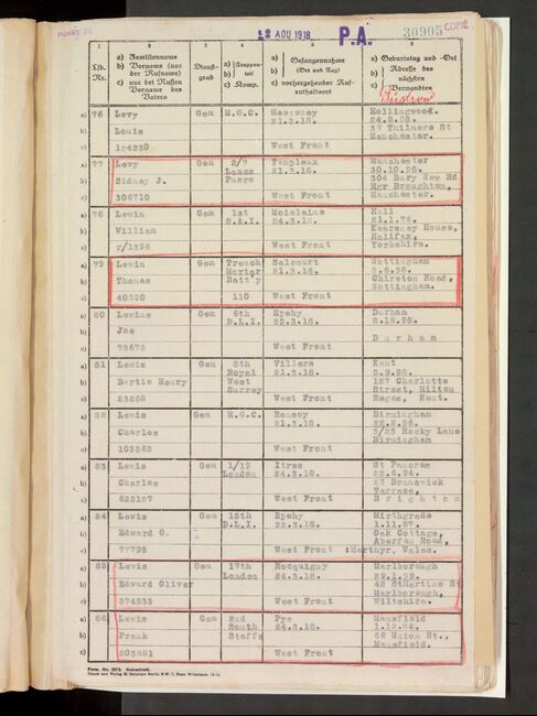 Prisoner of War Record 