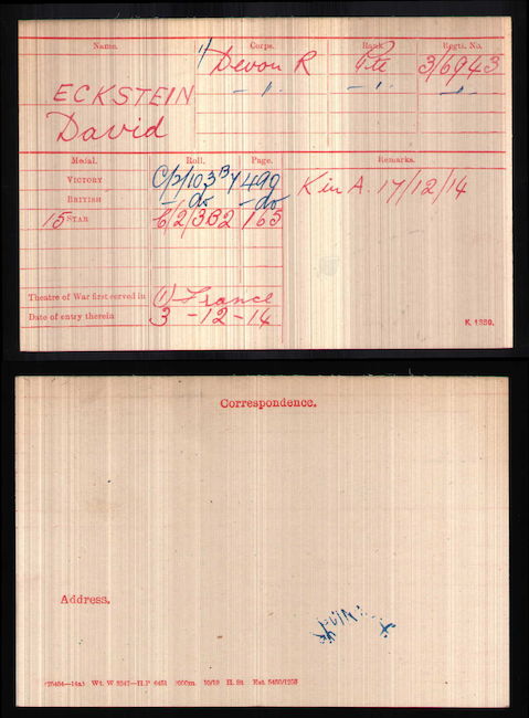 Medal index card