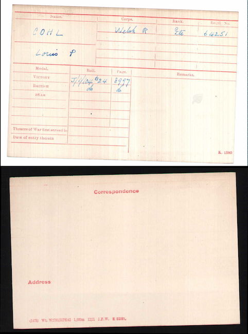 Medal index card