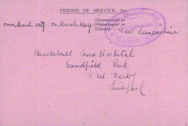 VAD card courtesy of the British Red Cross