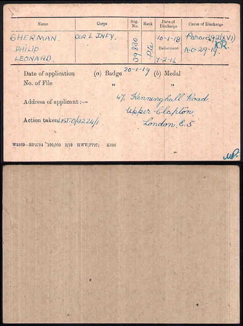 Medal index card