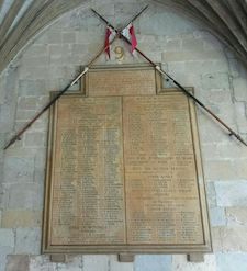 9th Lancers Memorial Board to the fallen of the FWW, Canterbury Cathedral