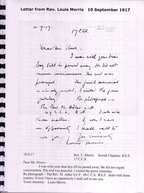 Letter from Rev. Louis Morris