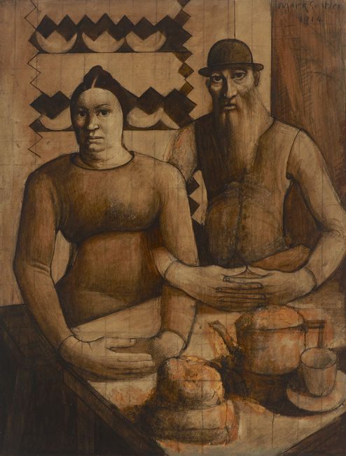 Rabbi and Rabbitzin by Gertler, Mark. 1914.  ©Ben Uri