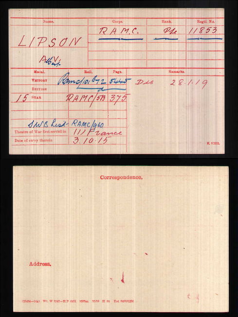 Medal index card
