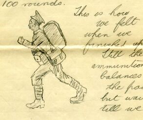 Illustrated letter, Rifleman Barney Griew, 6th March 1915