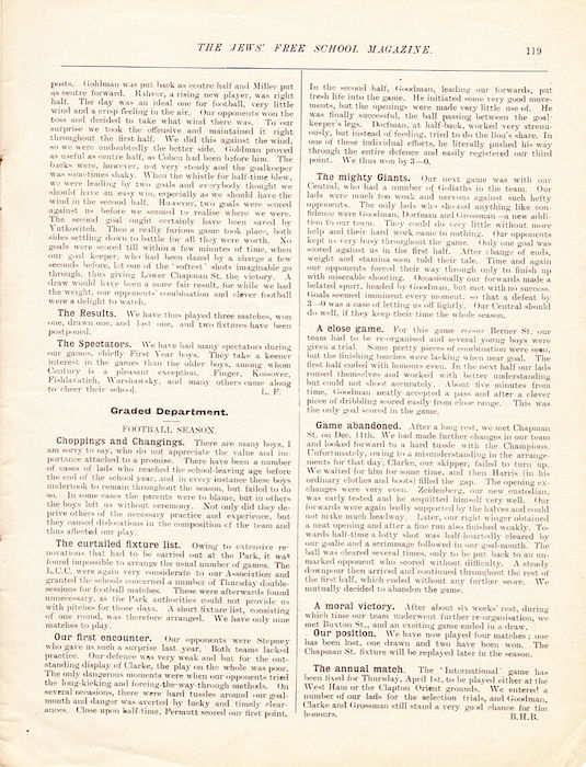 The Jews Free School Magazine,  March 1915. Vol 2 Nº16. Reproduced by kind permission of the Trustees of JFS,  © 2017