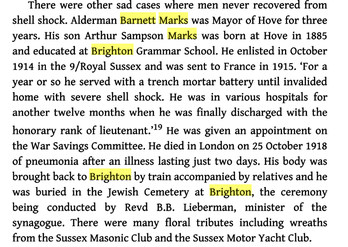Arthur Sampson Marks - Hove and Portslade in the Great War by Judy Middleton