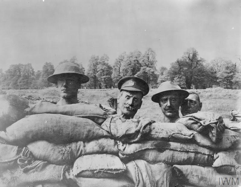 Snipers' heads completed and in position in trench. © IWM (Q 17685)