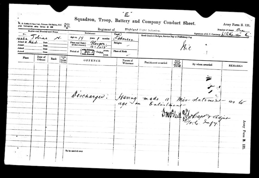 Army Conduct Sheet
