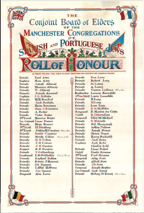 Roll of Honour for Manchester Spanish and Portuguese Jews