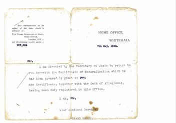 Naturalisation Papers 