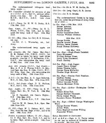 London Gazette on becoming 2nd Lieut 07.07.1919