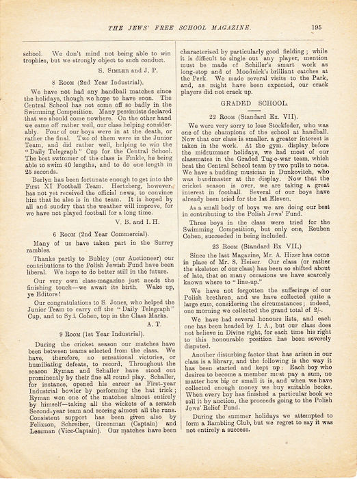 The Jews Free School Magazine, December 1916. Vol 3 Nº 21. Reproduced by kind permission of the Trustees of JFS,  © 2017