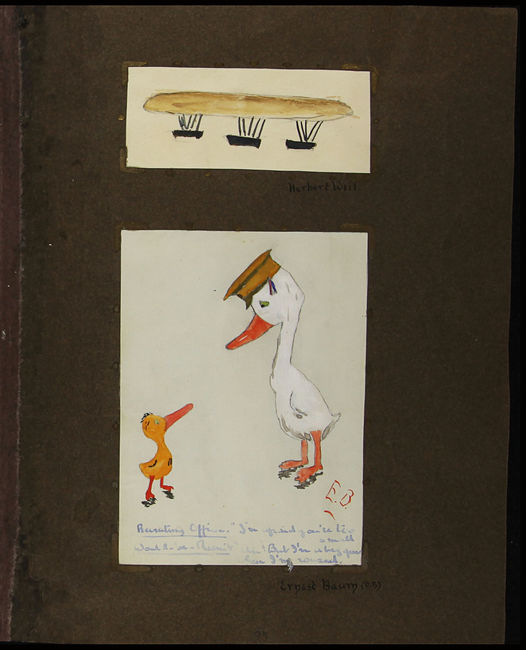 H Weil and E Baum. Zeppelin and The would be recruit. Paintings.1915