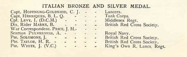 Book of Honour - Italian Bronze and Silver Medal recipients