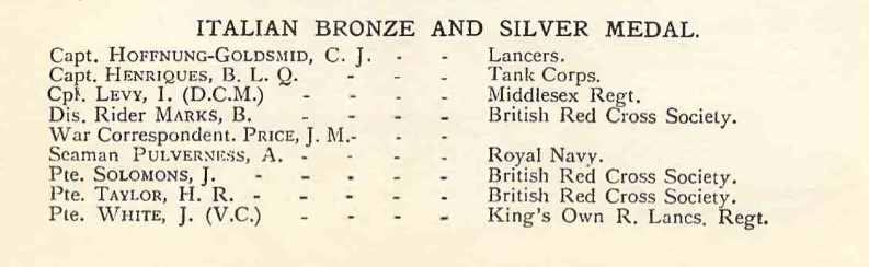 Book of Honour - Italian Bronze and Silver Medal recipients