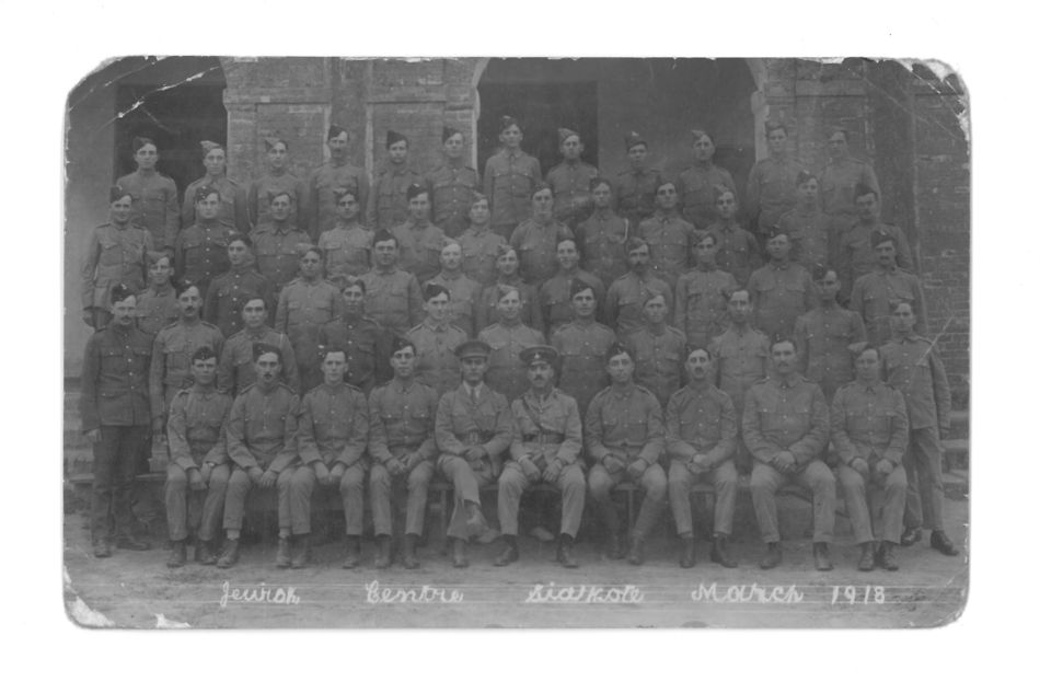 Jewish soldiers collected for Passover at Sialkot, N.E. Punjab, March 1918. Adrian Andrusier Collection