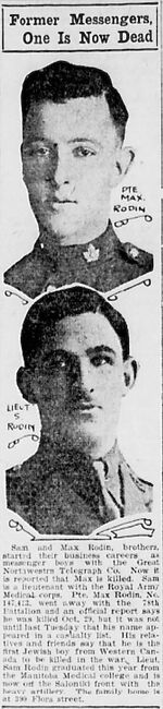 Winnipeg Evening Tribune story about him and his brother Max