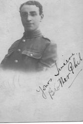 Photograph of Philip on a postcard sent to his sister Beccie
