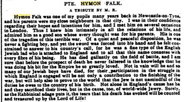 Pte Hymon Falk - A Tribute (Transcribed)