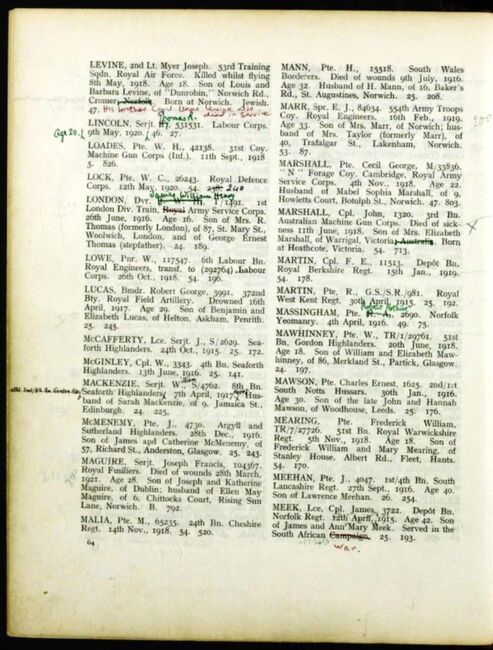  M J Levine - CWGC details 