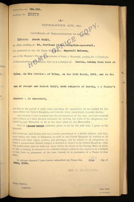 Naturalisation Certificate