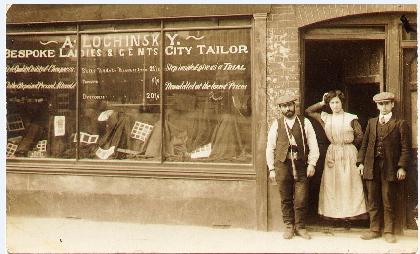 Solomon Lachinsky outside Abraham's store