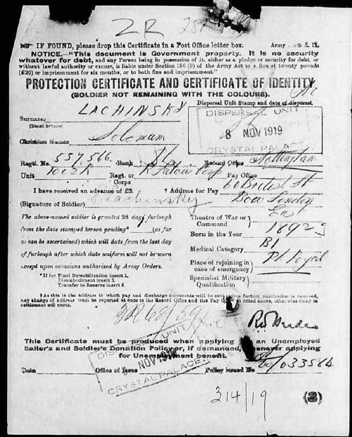 Certificate of identity 