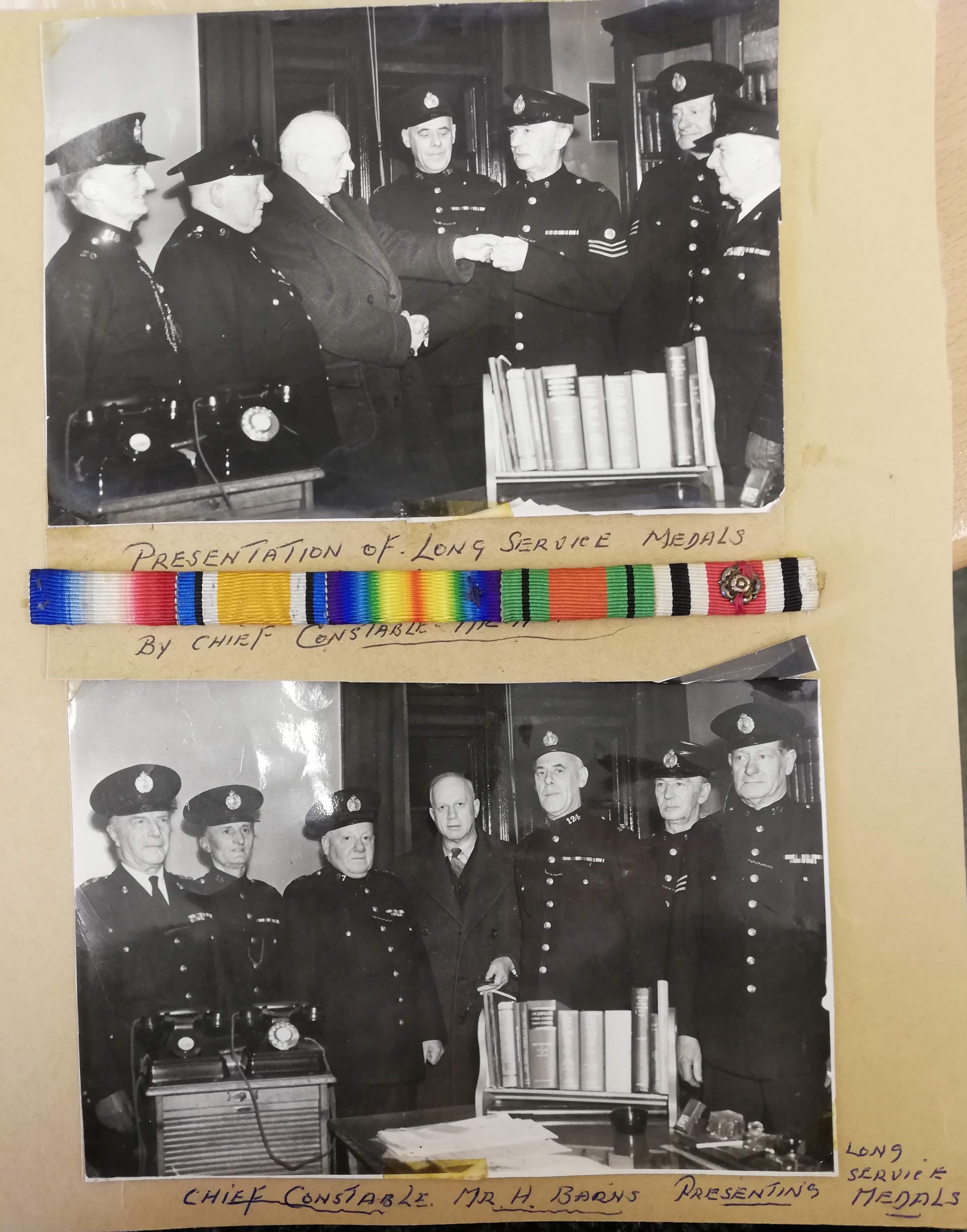 Receiving Long Service Medals for service in the Blackpool police 