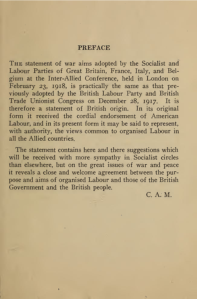 The War Aims of British Labour. 1918. Courtesy of University of Toronto