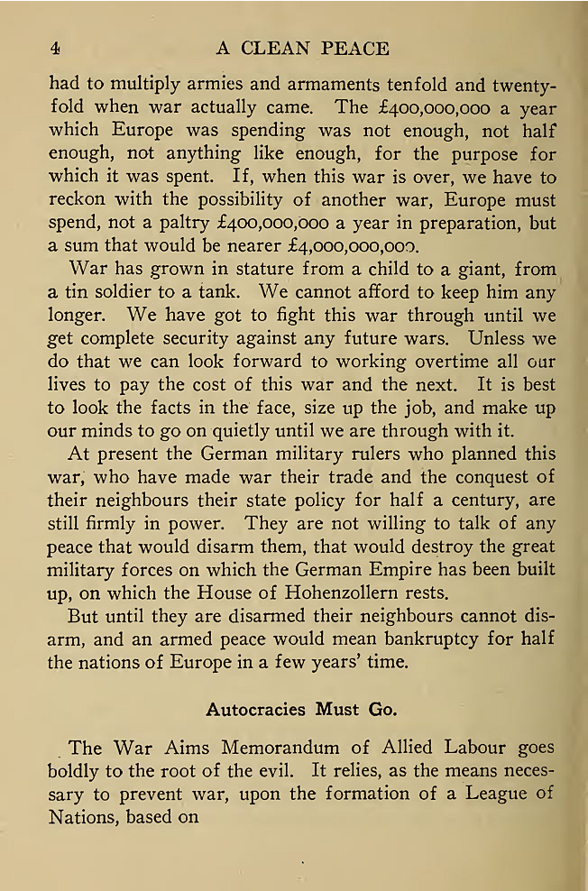 The War Aims of British Labour. 1918. Courtesy of University of Toronto