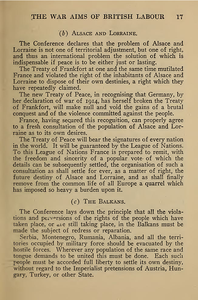 The War Aims of British Labour. 1918. Courtesy of University of Toronto