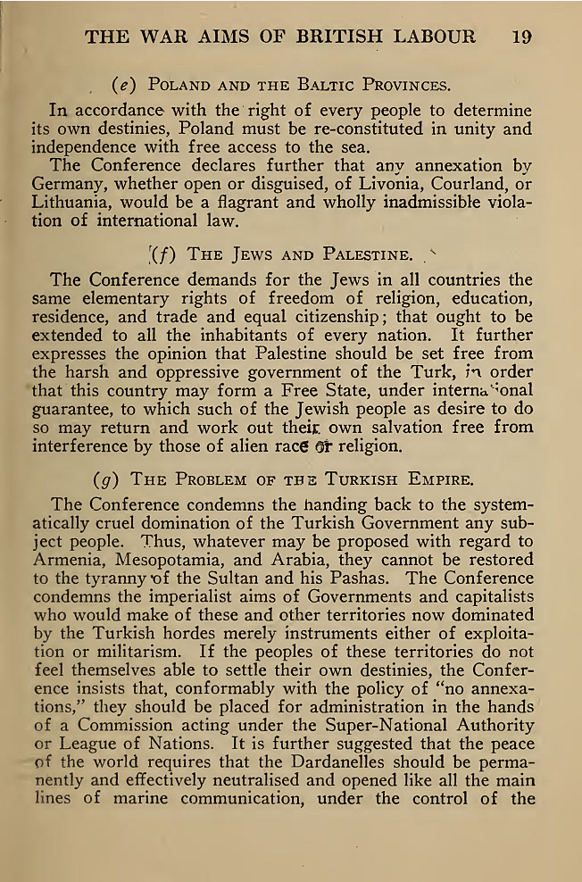 The War Aims of British Labour. 1918. Courtesy of University of Toronto