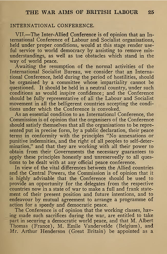 The War Aims of British Labour. 1918. Courtesy of University of Toronto