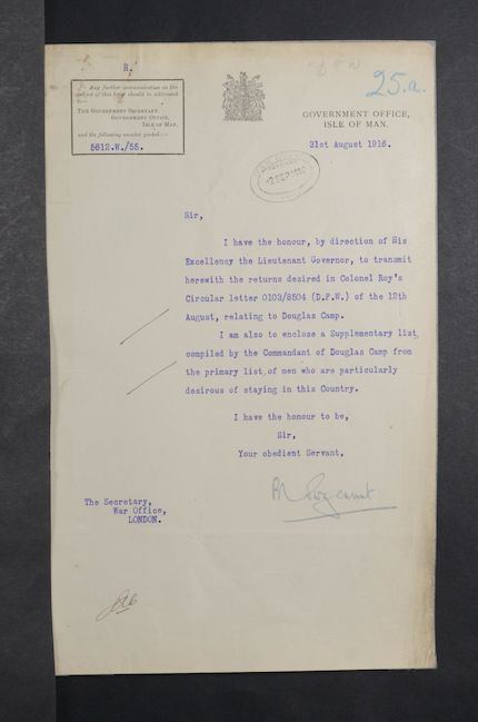 List showing men interned on the Isle of Man who wished to remain in the UK once repatriated