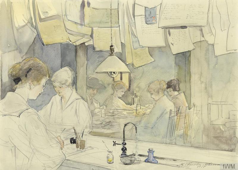 The Postal Censorship at Strand House, Portugal Street, London. 1917. © IWM (Art.IWM ART 4749)