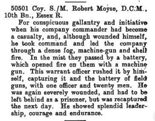 Citation in London Gazette 10/01/1919