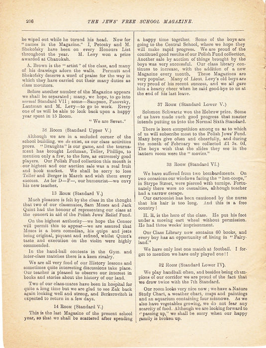 The Jews Free School Magazine, March 1917. Vol 3 Nº 22. Reproduced by kind permission of the Trustees of JFS,  © 2017