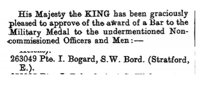 Military Medal, London Gazette 1918